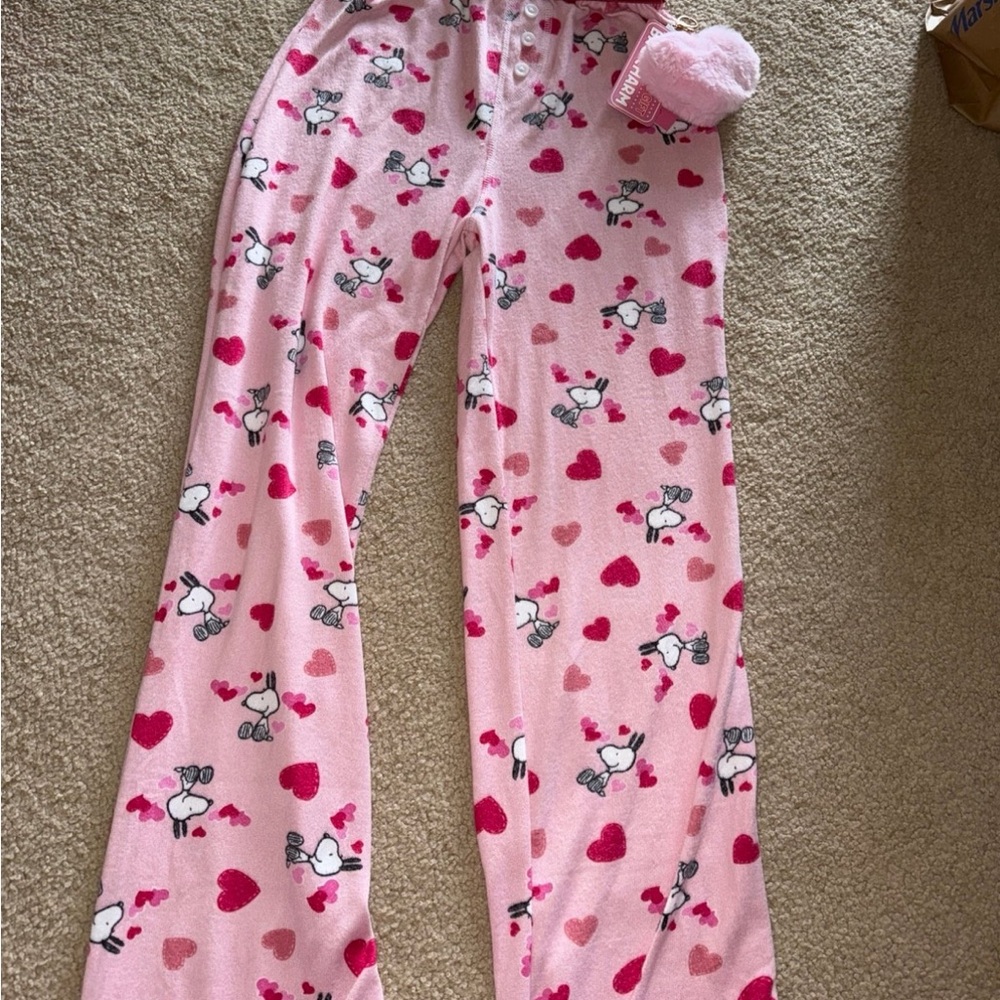 Peanuts Pink Heart Pajama Bottoms